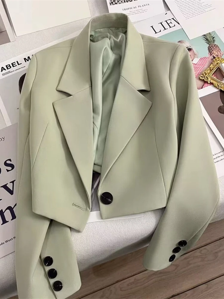 New Women's Spring and Fall Fashion Loose Solid Color Short Suit Jacket, High Design Sense Single-button Commuter Suit Jacket