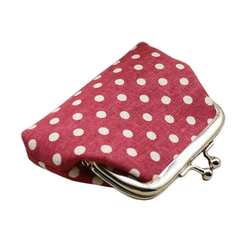 Simple Fashion Iron Buckle Dots Clutch Change Purse Zipper Linen Coin Purse Korean Money Bag Coin Bag Small Purse Wallets