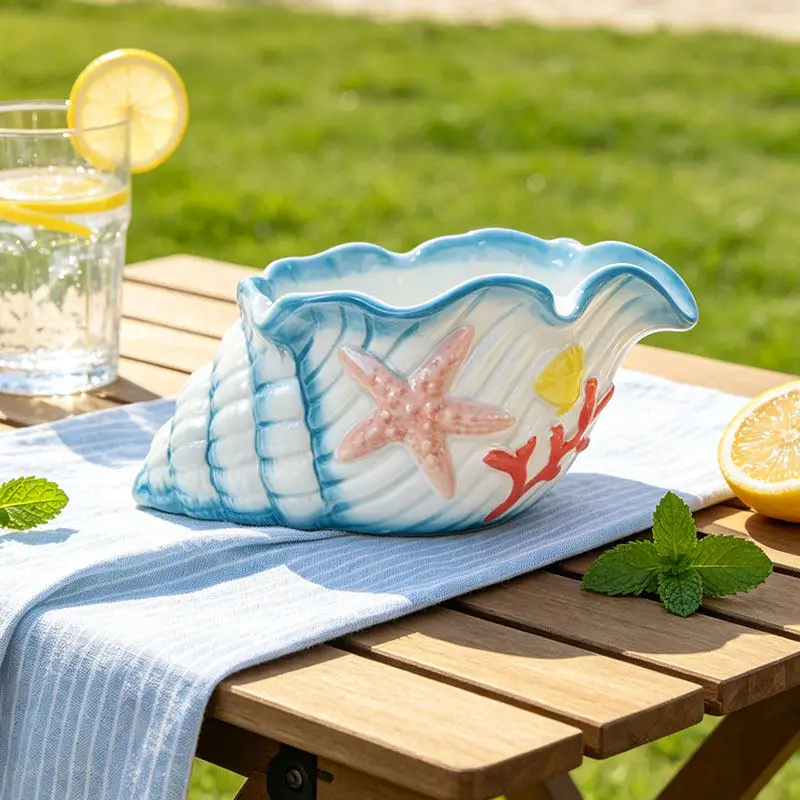 Nordische Keramik-Muschelform Obst- und Snack-Aufbewahrung, Dekorative Ornamente für Wohnzimmer und Esstisch, Schmuck-Aschenbecher, Aufbewahrungskunst, Geschenkdekoration