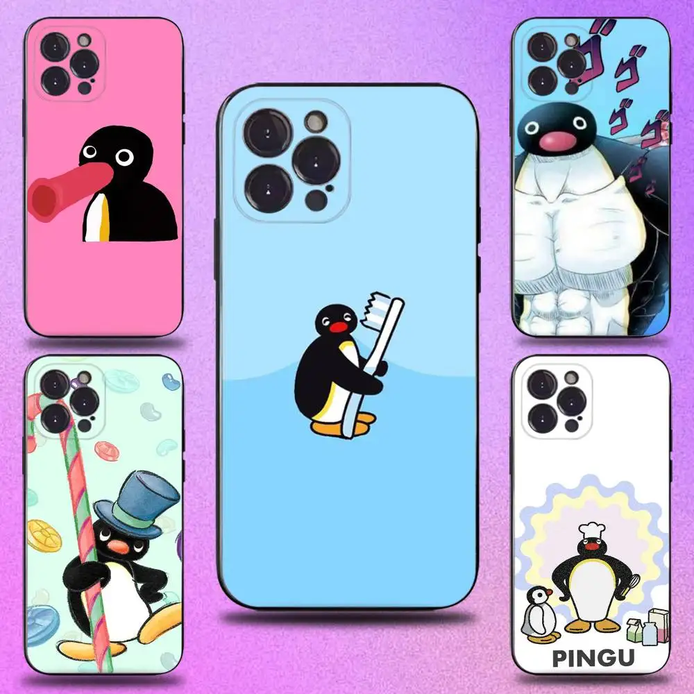 

Cartoon P-Pingu Penguin Phone Case For iPhone 17,16,15,14,13,12,11 Plus,Pro Max,XS,X,XR,SE,Mini,8,7,Soft Silicone Black Cover