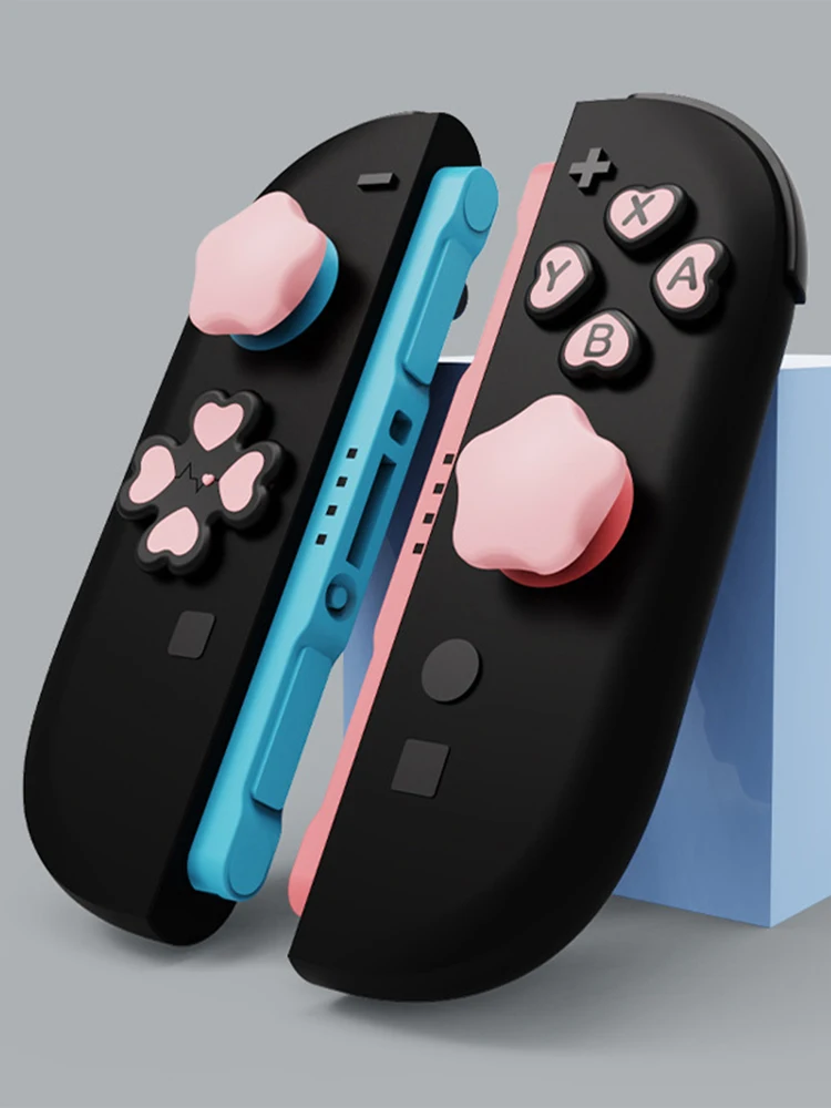 Tutup Tombol D-pad Lucu Stiker Tombol Kunci ABXY Silikon Penutup Pegangan Stik Jempol untuk Nintendo Switch2
