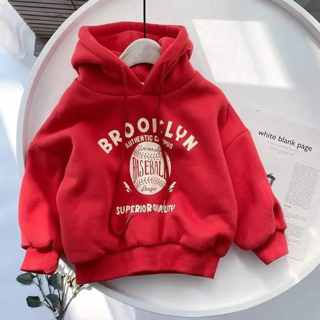 Korean Style Casual Letter Print Hooded Long Sleeve Baby Hoodies Autumn Gray Breathable Streetwear Soft Kids Sweatshirt Unisex