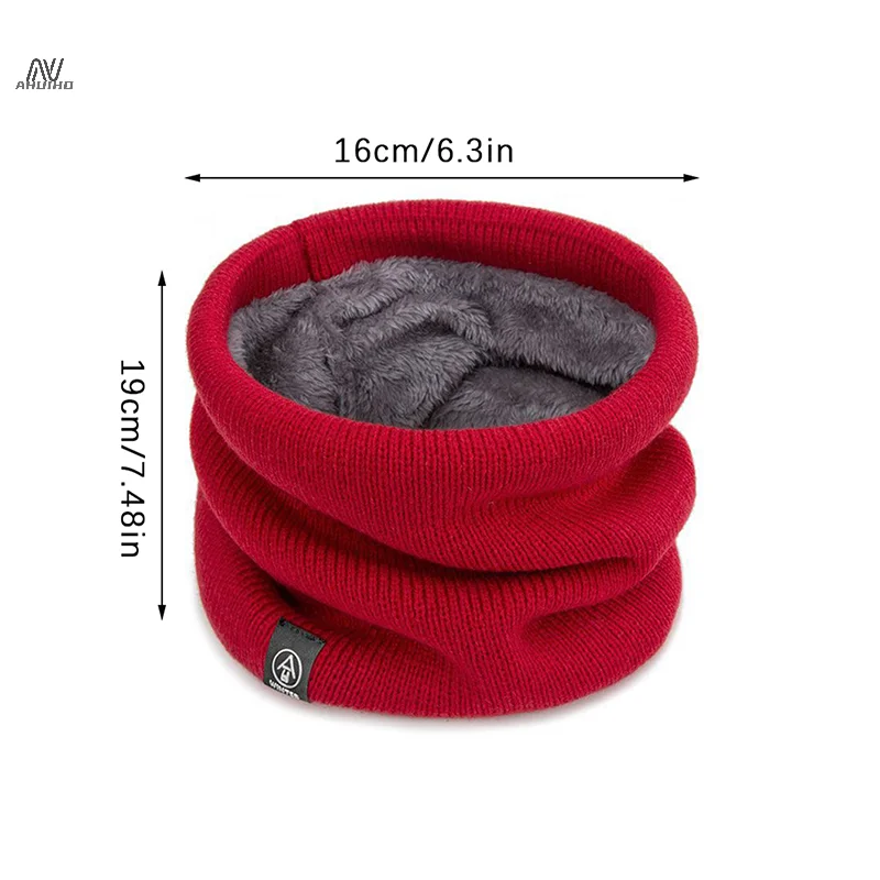 Knitted Scarf Winter Warm Snood Scarves Solid Thicken Wool Fur Neck Warmer Unisex Men Neck Scarfs Ring Female Pullover Scarf