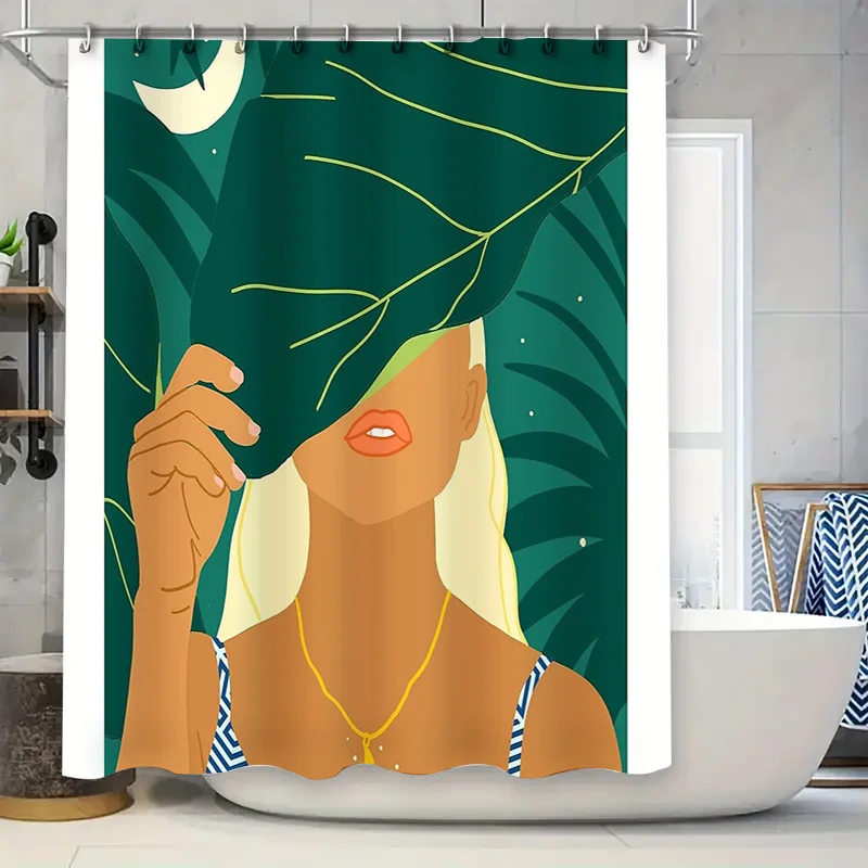 

Boho Mermaid Shower Curtain Ocean Beach Coastal Bathroom Decor Seashells Wave Pattern Waterproof Fabric Home Textile Art