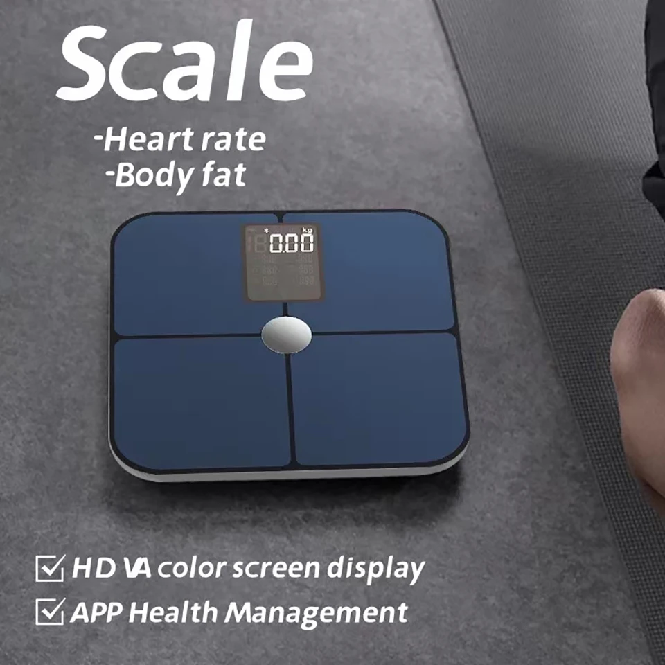 Body Fat Scale, Intelligent VA Color Screen, Heart Rate, Human Body Electronic Scale, Precise And Professional Fat Weight Scale