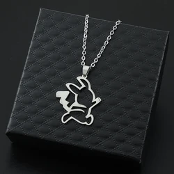 Anime Pikachu Stainless Steel Pendant Cute Cartoon Figure Pikachu Fashion Simple Style Neck Chain Toys for Women Men Accessories