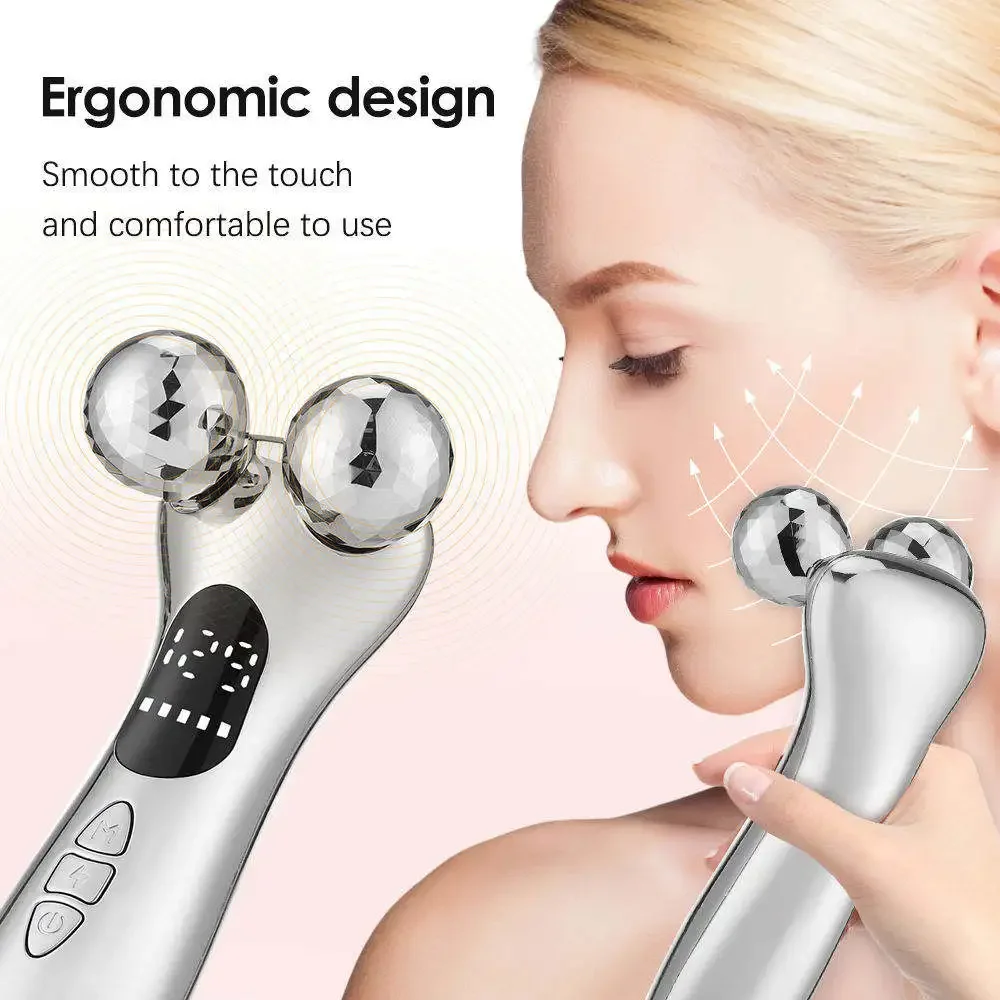 

Beauty Face Lifting Device 4D Vibration Roller Massager Improve Dark Circles EMS Micro Current Firming Skin Double Chine Remover