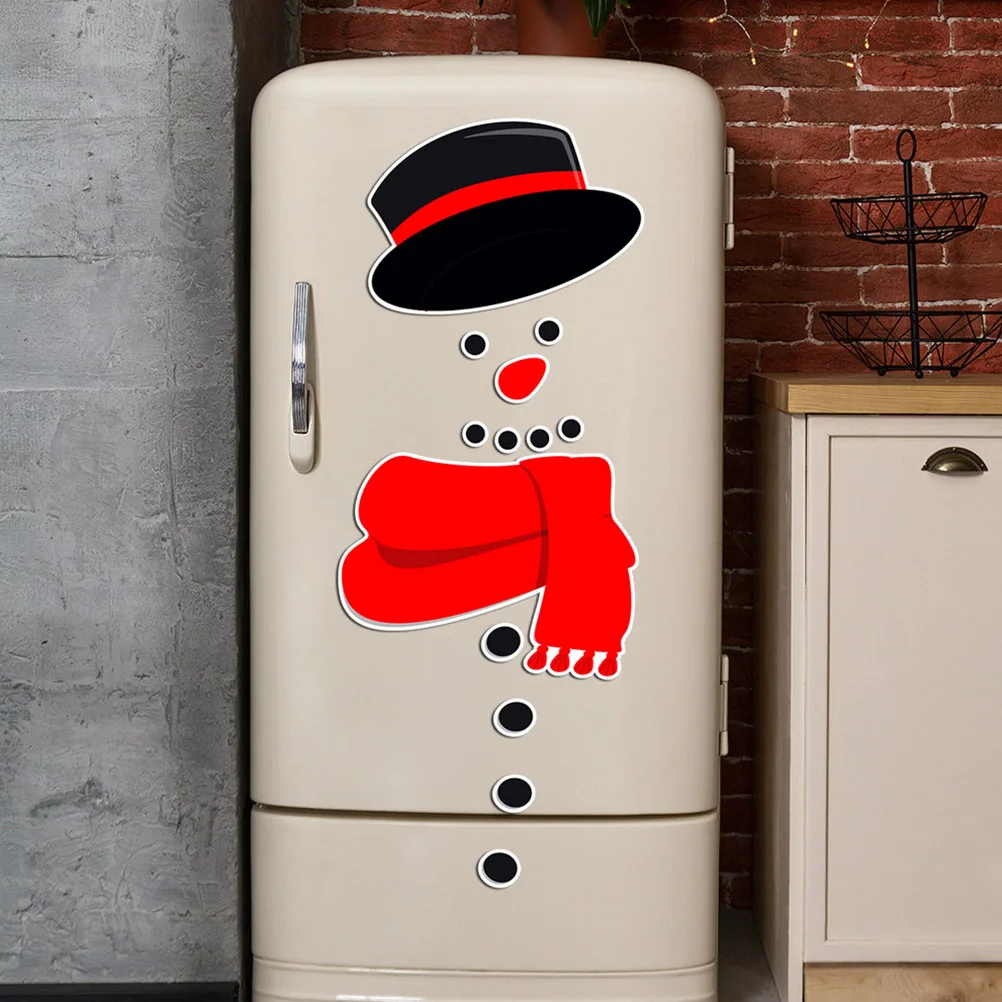 

Xmas Snowman Refrigerator Sticker Fridge Decals PVC Material Easy to Use for Festive Decoration Refrigerator Sticker