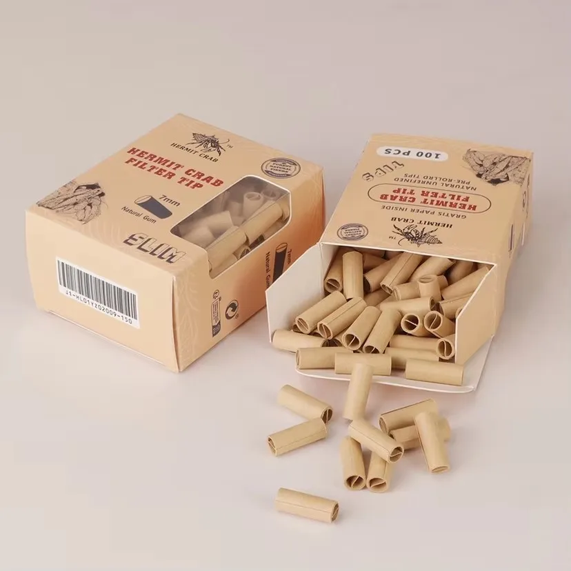 Punta de filtro Una caja de 100 granos, puntas de filtro de papel enrollable marrón de 7 mm, regalo para hombres
