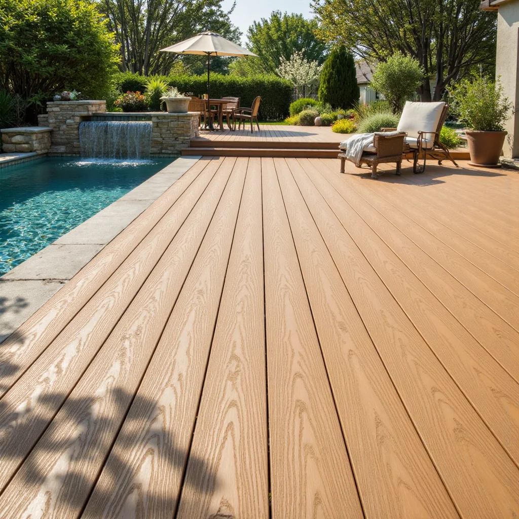 Co-extruded WPC Composite Flooring Waterproof and UV Resistant Snap-on Installation Suitable for Villa Courtyard and Terrace