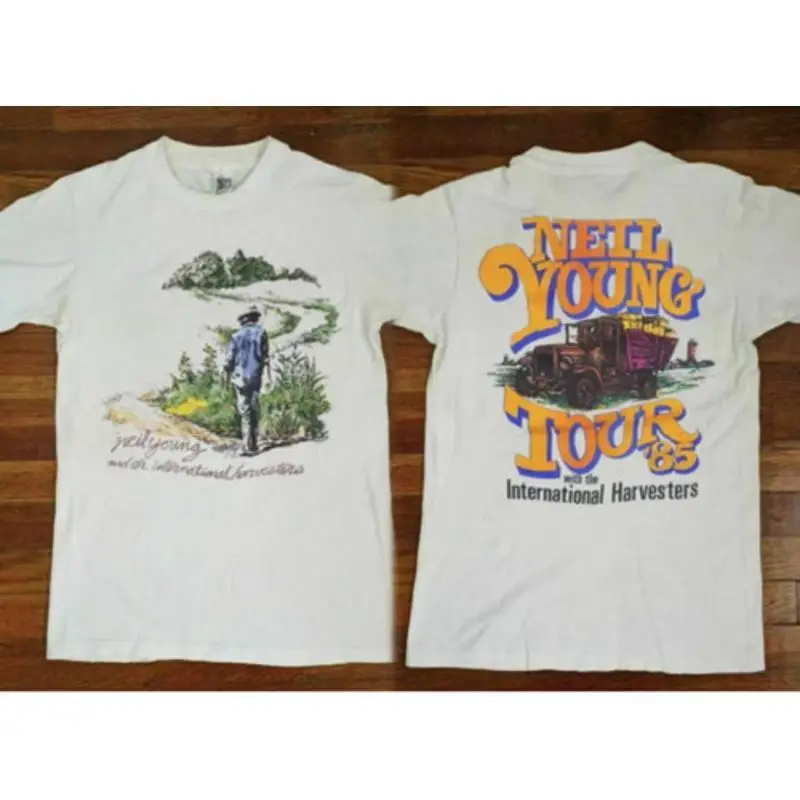 NEIL YOUNG Tour 1985 Rock Music Concert T Shirt