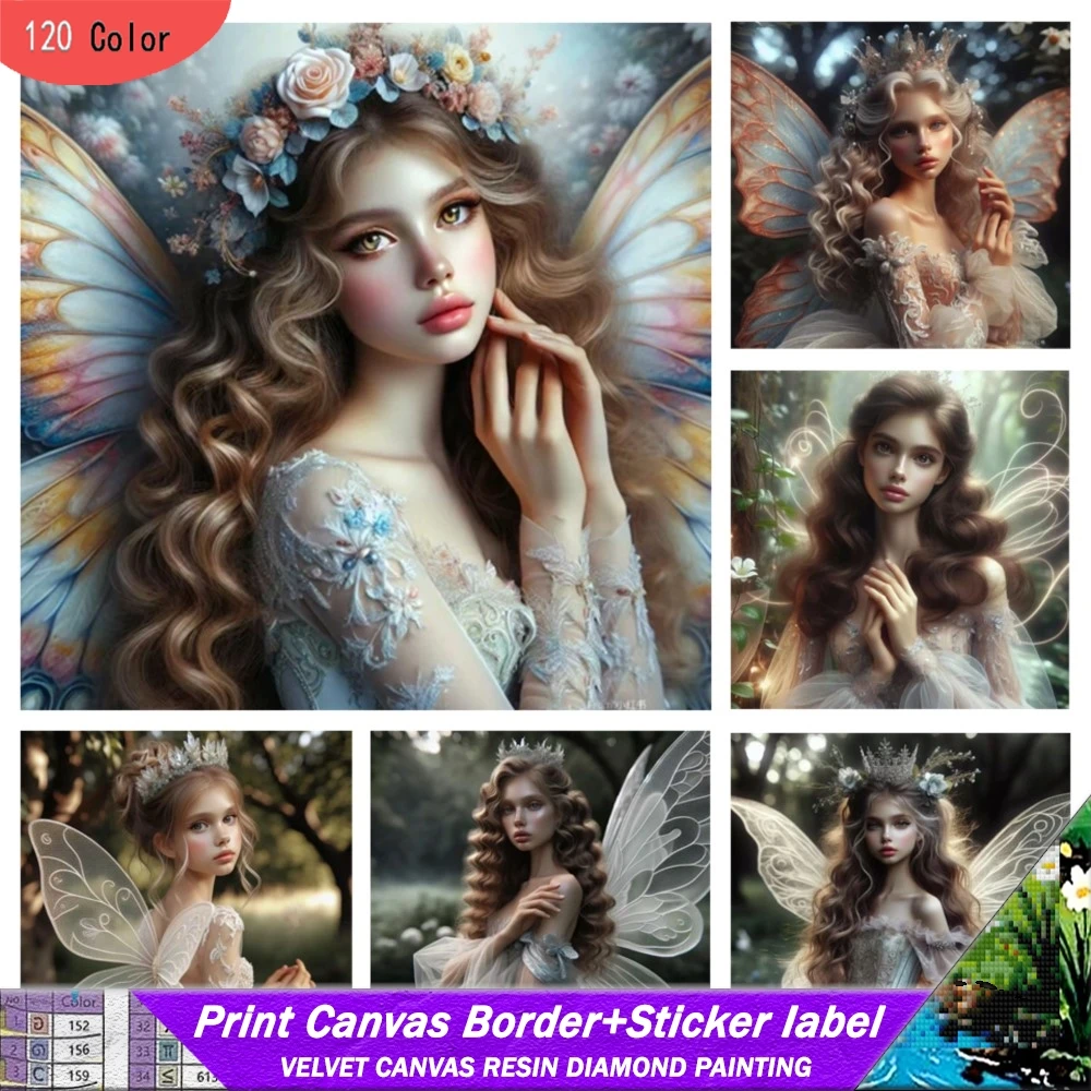 

120-цветная алмазная живопись из смолы с наклейкой, портрет эльфа, вышивка крестиком, 5D DIY, алмазная мозаика, полный декор для девочек для дома