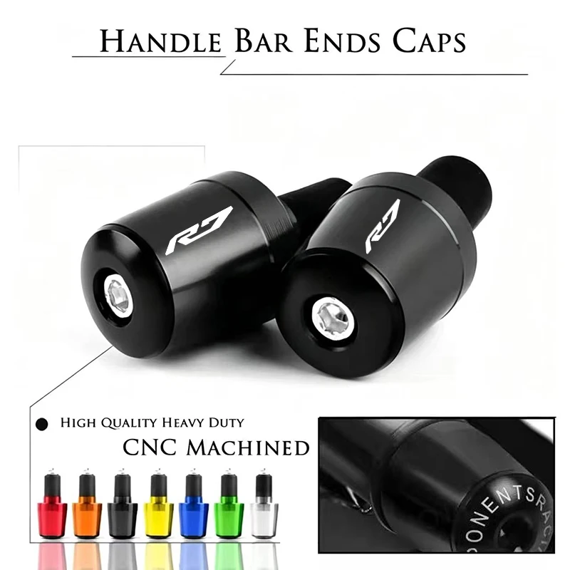 CNC Aluminum Motorcycle Accessories Handlebar Grips Ends Handle Bar Cap End Plug For YAMAHA YZF R7 YZFR7 YZF-R7
