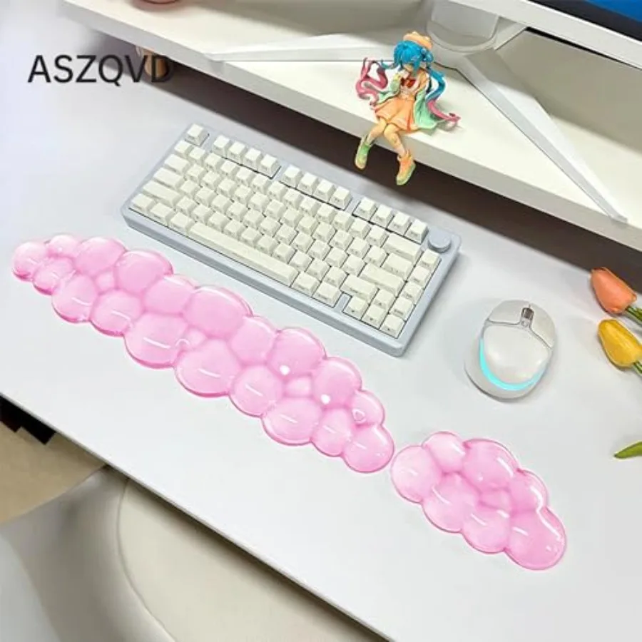 Mouse Pad with Wrist Rest, Soft Cloud Gel Keyboard Mouse Pad Set with Hand Wrist Support, Cute Non Slip Office Desk Accessories - view 2