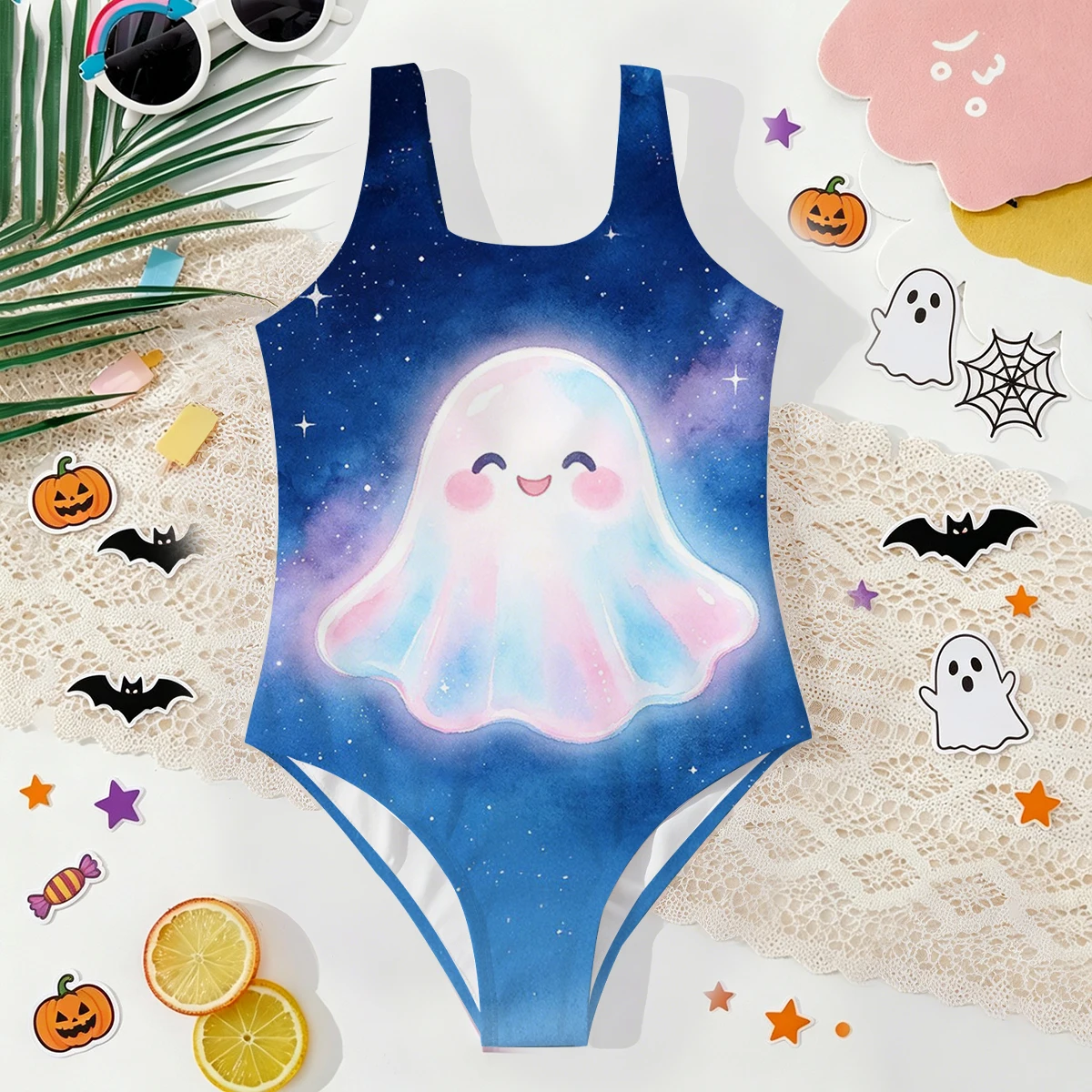 Girls' Summer Halloween Atmospheric Ghost Fashion Tight One-piece Swimsuit