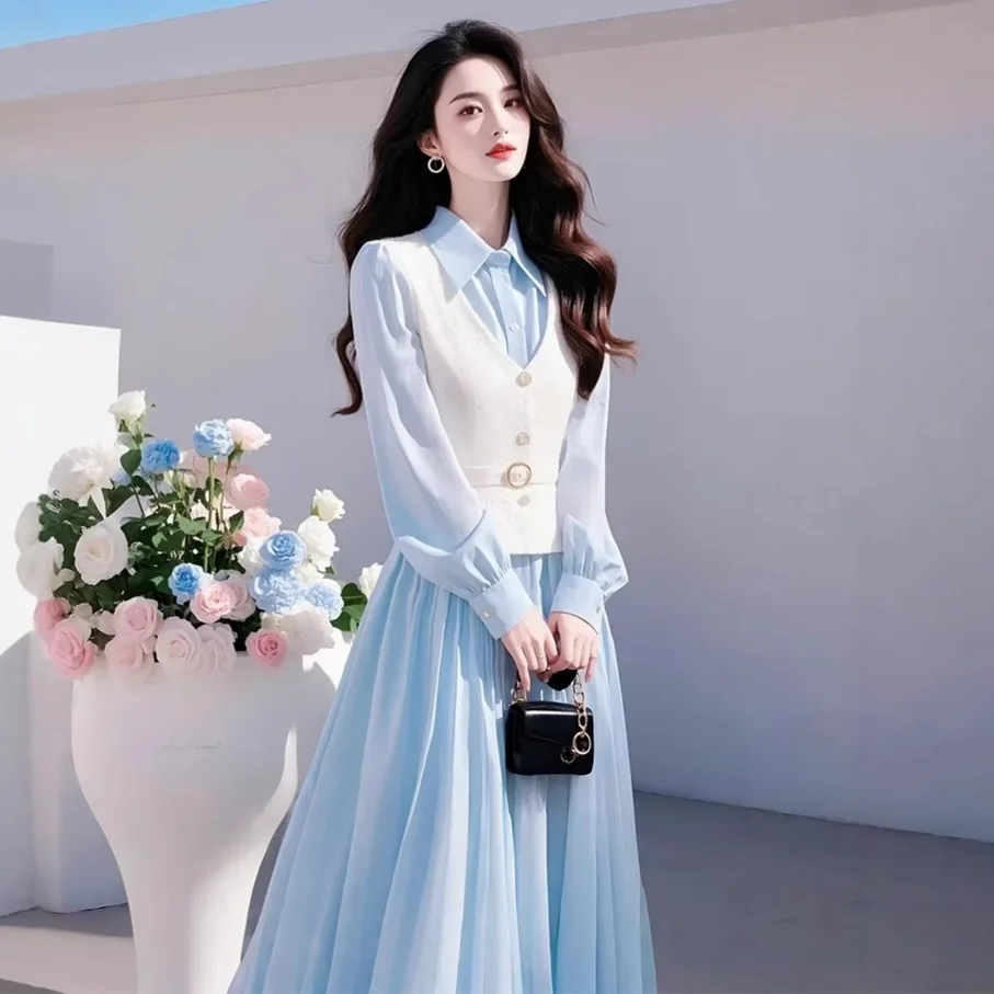 

Ранняя весна, модный светло-голубой жилет irt Dr, профессиональный женский ансамбль, антивозрастной повседневный спортивный костюм Sli