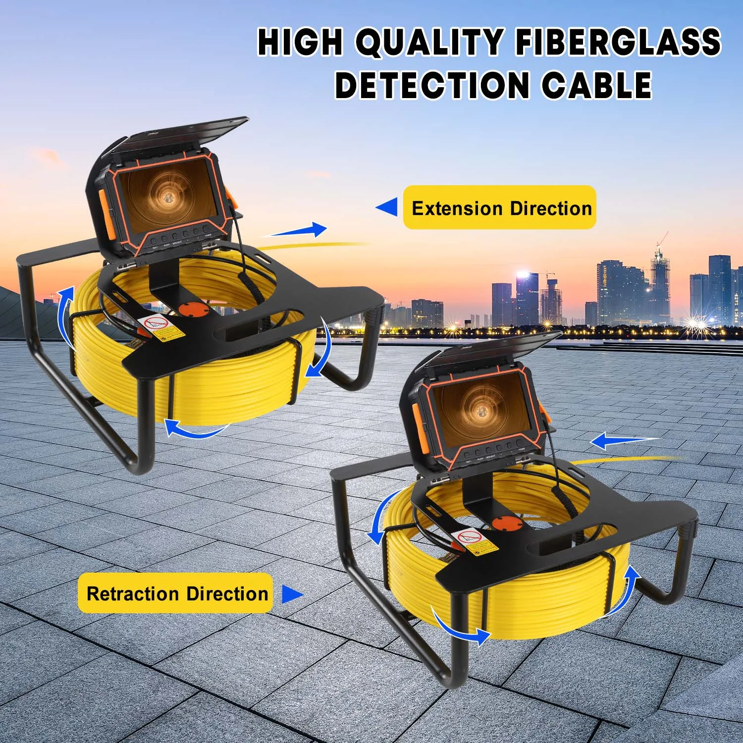 Sewer Pipeline Inspection Camera 5 "High-Definition Screen 512HZ Wireless Transmission 16GB DVR IP68 Waterproof Endoscope