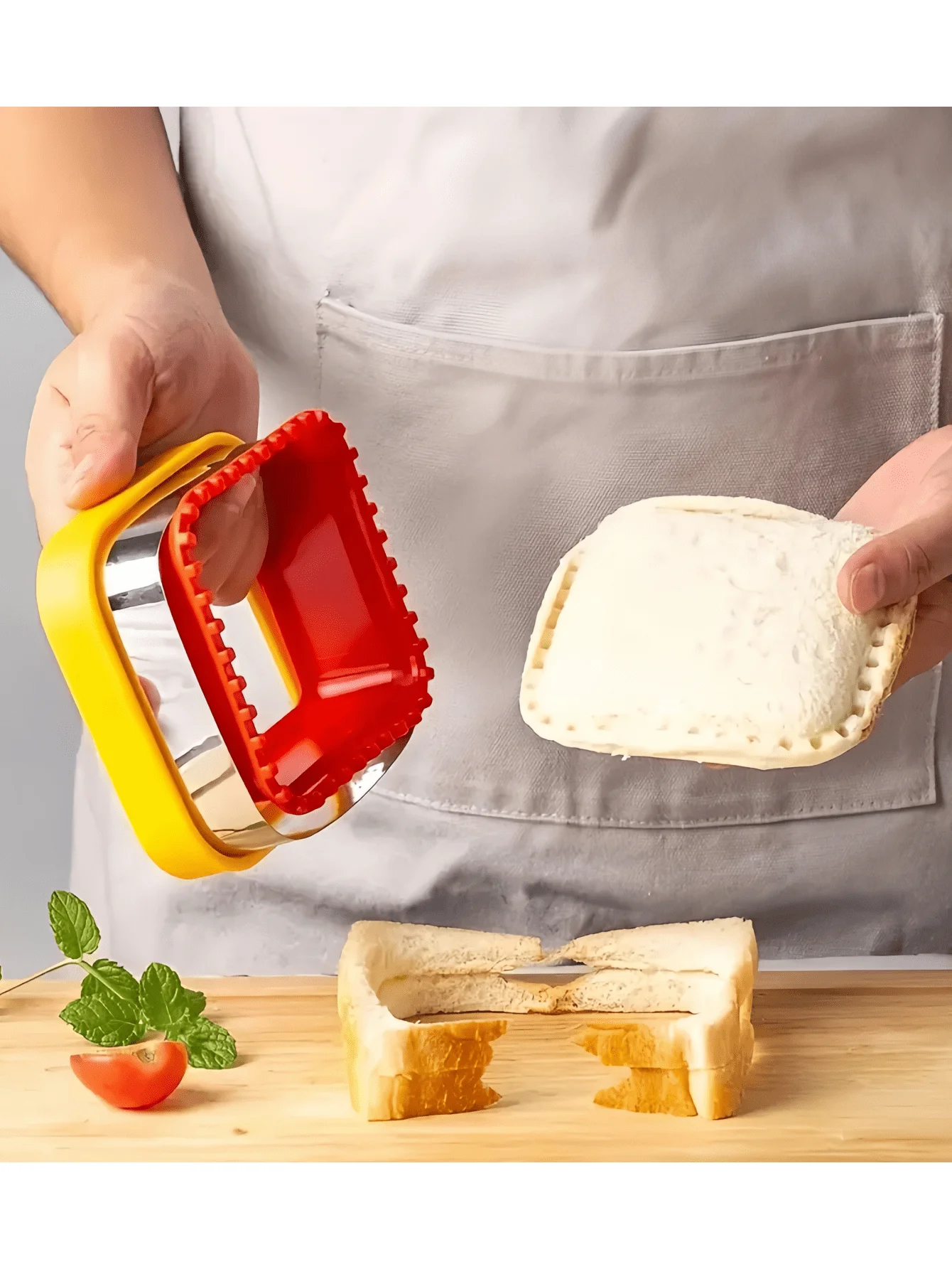 Cortador e selador de sanduíche, cortadores de biscoitos de aço inoxidável e plástico, cortador de pastelaria, utensílios de cozinha, acessórios de cozinha, 1 peça