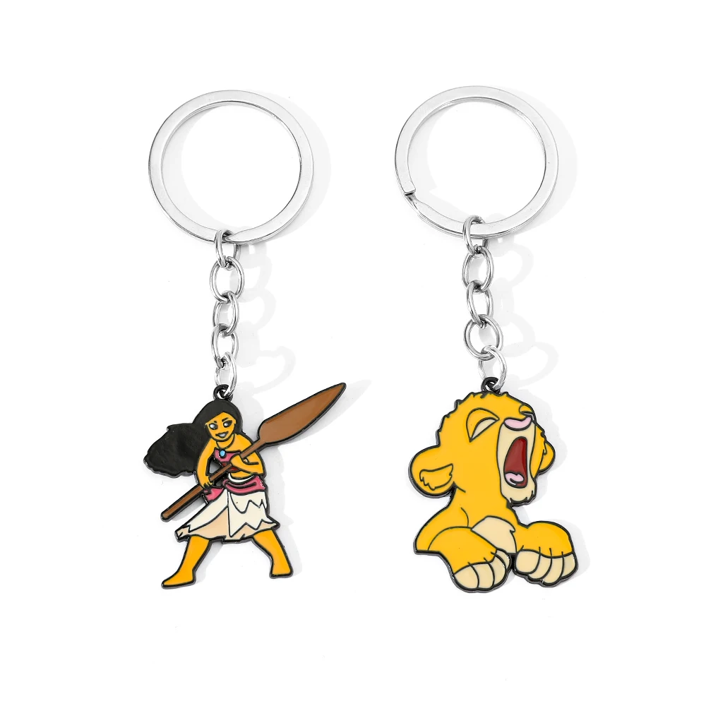 Disney the Lion King Simba Moana Cartoon Metal Keychain Pendant Gifts for Women And Girls