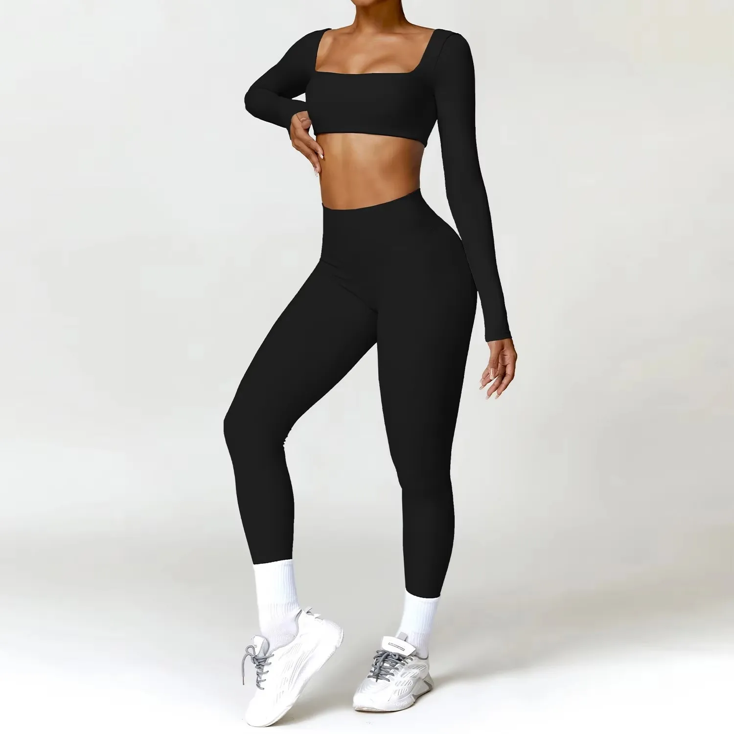 Women 2-Piece Sports Set Quick Drying For Gym Running Training Long Sleeve Sports T-Shirt Yoga Clothing Women Gym Sports Clothin