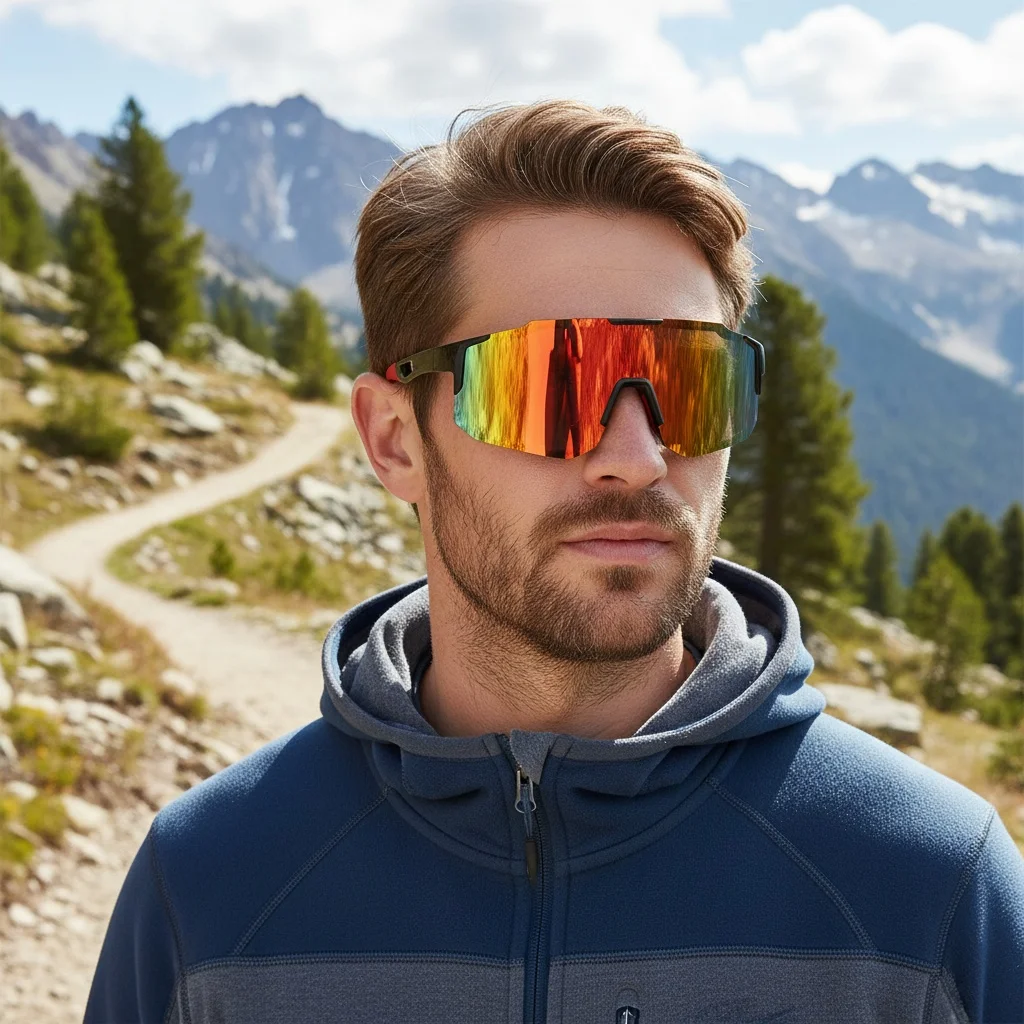 

Солнцезащитные очки для мужчин на велосипеде с большой оправой, защита от ультрафиолета для занятий спортом на открытом воздухе, таких как альпинизм, также подходит для женщин