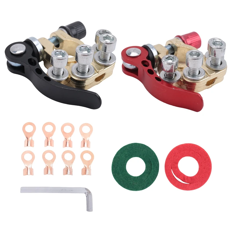 

A95E-Quick Release Battery Terminals Clamps Car Battery Terminal Shut-Off Connectors For 12V 24V Boat Race UTV Tractor Truck