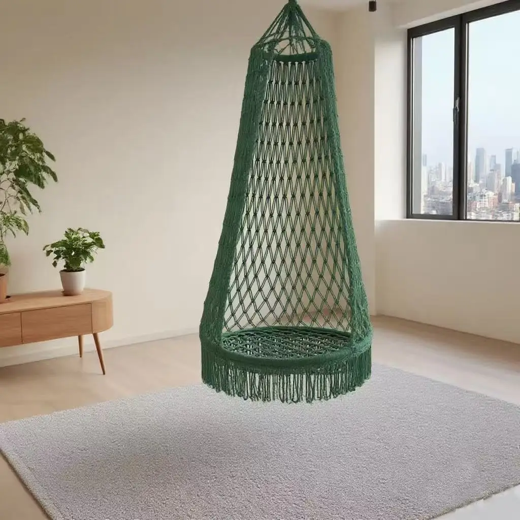 

Handmade Rope Woven Tassel Hanging Chair Bed Bohemian Style Courtyard Garden Baby Swing Balcony Indoor and Outdoor Hammock Prop