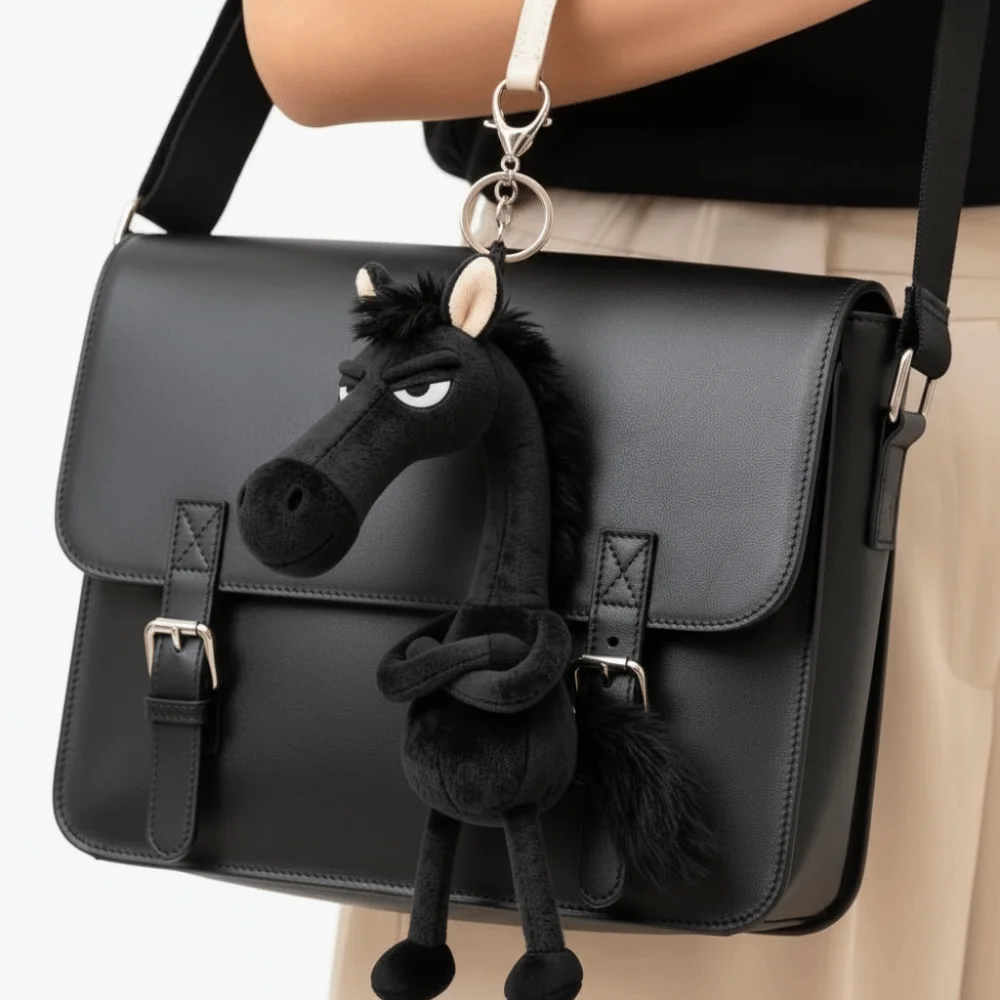 

Cartoon Simulation Horse Stuffed Exquisite Craftsmanship Cute Design White Black Color Fantasy Style Simulation Horse