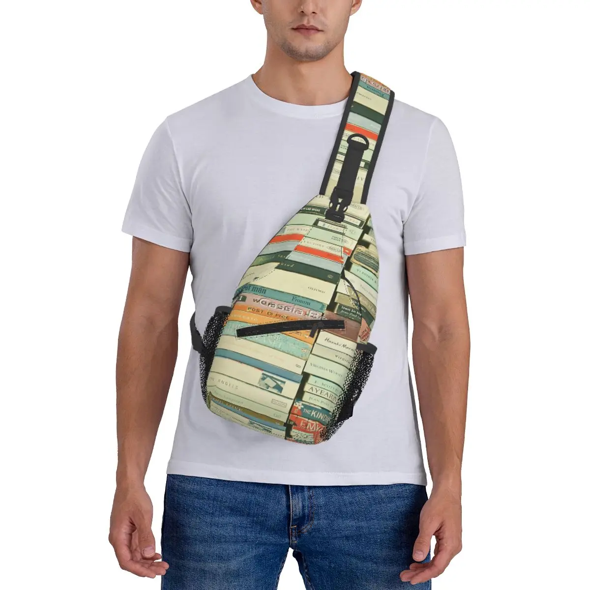 Sac de poitrine Bookworm pour vacances, sac à bandoulière portable pour l'école, multi-style