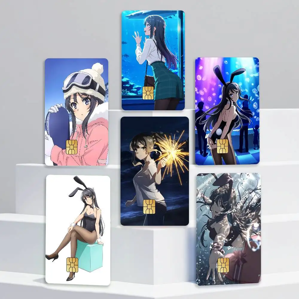Bunny Girl Senpai M-Mai S-Sakurajima Card Stickers for Bank Access Protective Waterproof Film Cover Sticker Gift