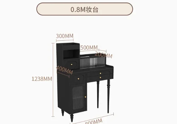 

Retro style solid wood dresser simple modern bedroom black medium antique style