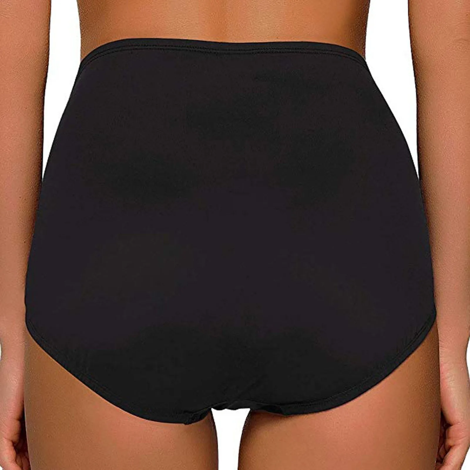 Women'S Fashion Sexy Swim Briefs High Waist Solid Color Large Size Cross Bandage Bikini Bottoms Trajes De BañO Mujer