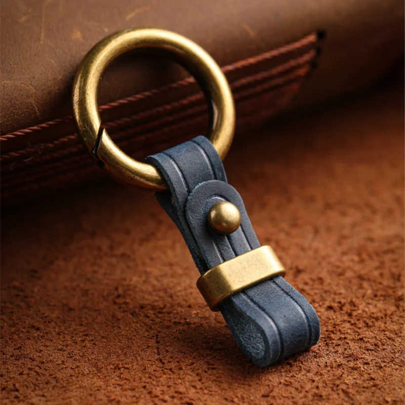 Titanium Alloy Leather Keychain with Carabiner