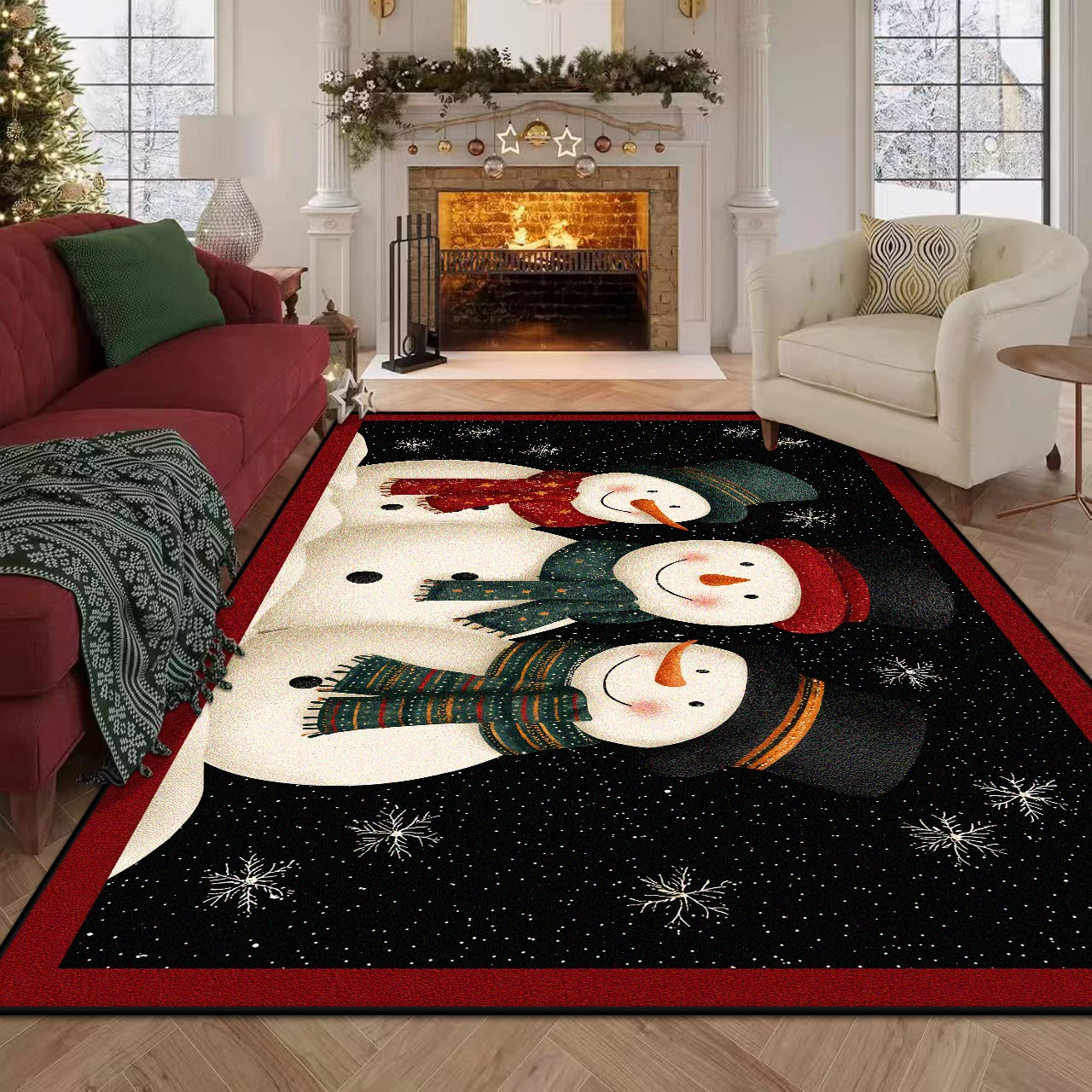 Christmas Luxury Carpet for Living Room Decoration aesthetics Home Bedroom Carpets Non-slip Washable Floor Mats Large Area Rugs