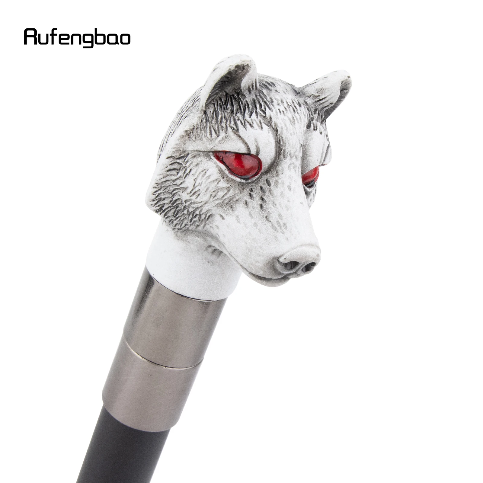 عصا قصب المشي برأس الذئب من الراتنج الفضي ذات العيون الحمراء للحفلات التنكرية، Steampunk وعصا الاستخدام اليومي مع صندوق فاخر 93 سم #5