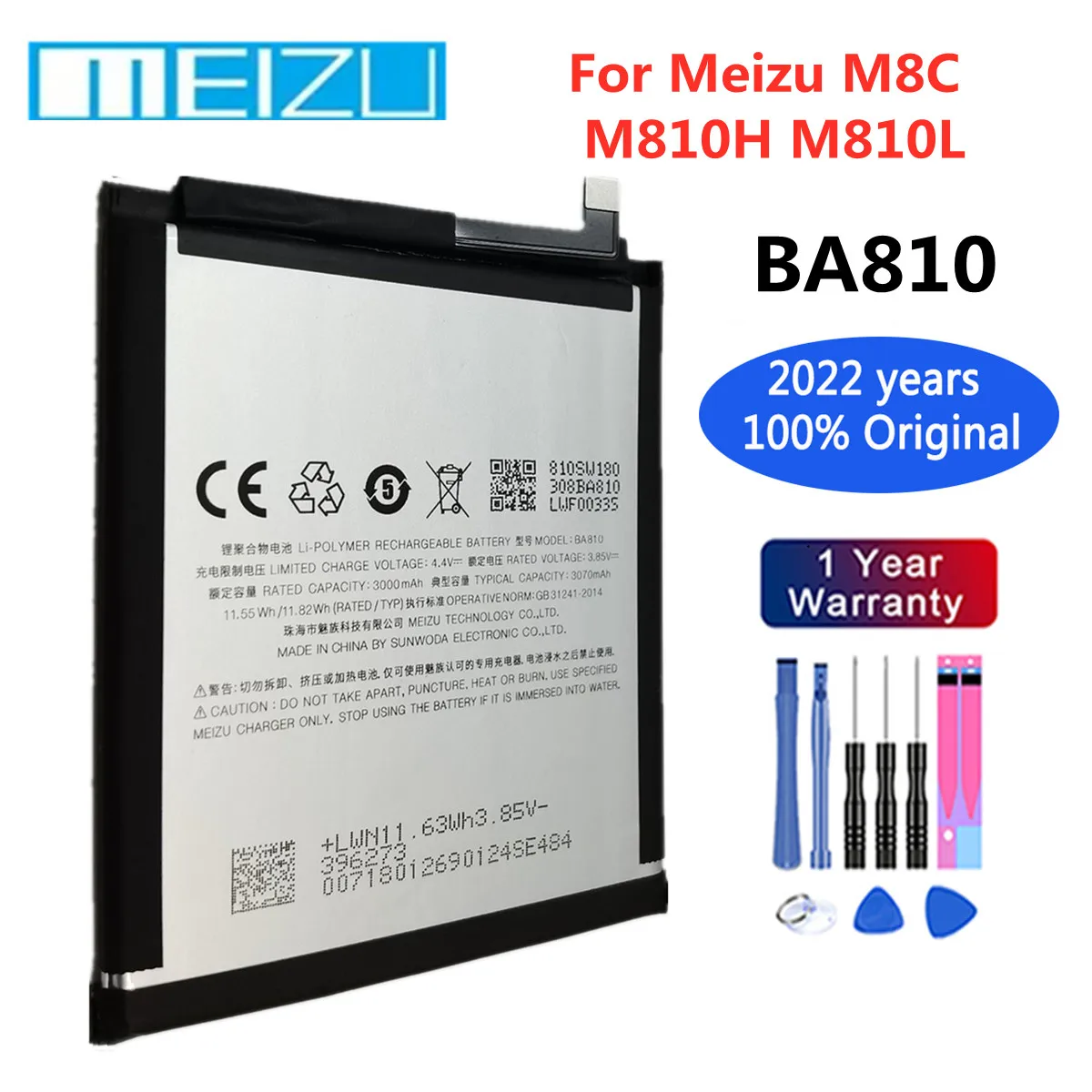 

2022 New 100% Orginal Meizu 3070mAh BA810 Phone Battery for Meizu M8C M 8C M810H M810L Smartphones Replacement Batteries Bateria