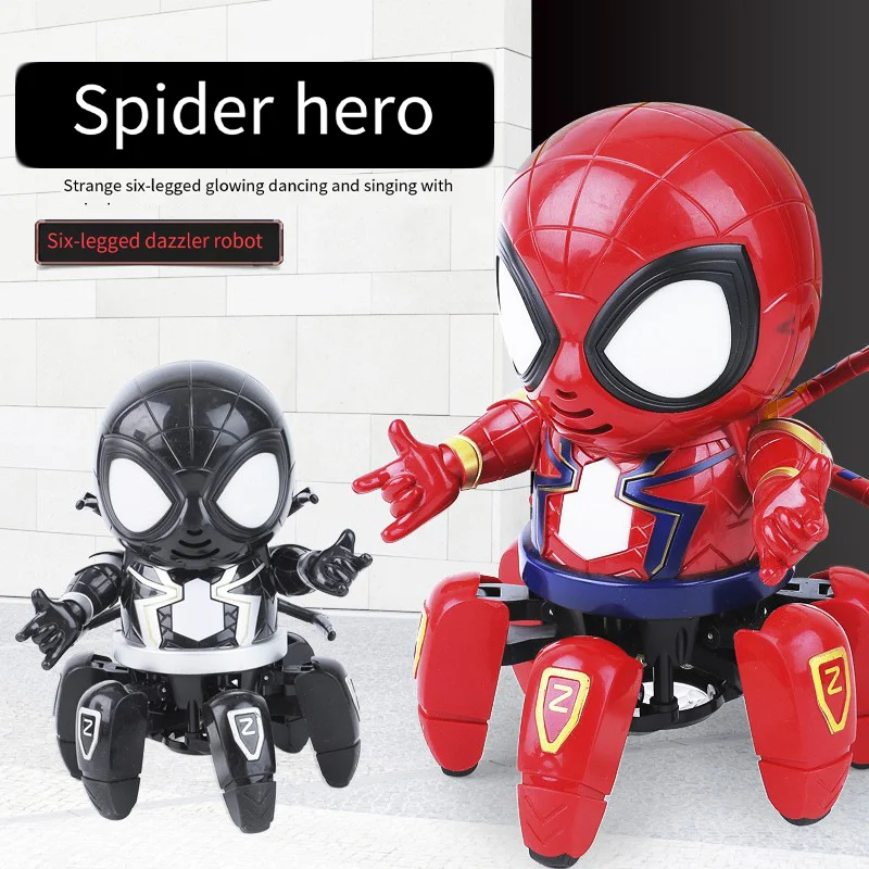 Funny Spider Man Dancing Robot Toys Cartoon Musical Light Electric Toy Doll Spiderman Action Figure Children Birthday Present