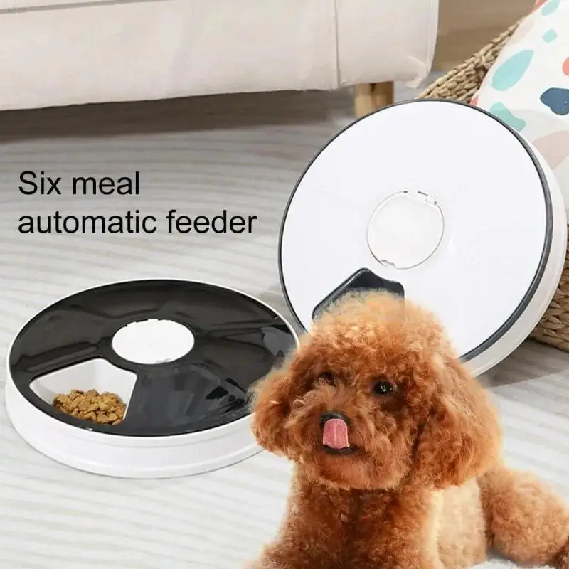 Automatic Pet Feeder Dog Timed Ration 24 Hour 6 Grids Dry Wet Food Smart Dispenser with Voice Recorder Round Timing