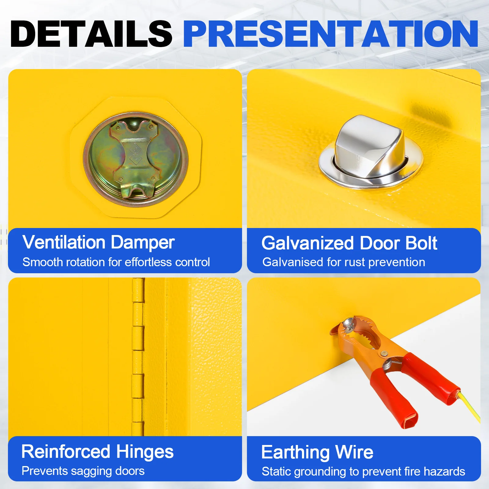 12ガロンF ﻿ 可燃性液体保管キャビネット 幅22.8インチ x 奥行き18.1インチ x 高さ35インチ 防火キャビネット 工業用途向けスチール製