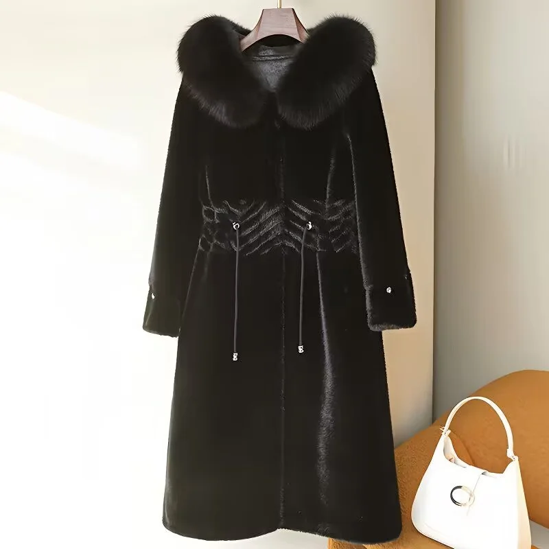 Autumn/Winter 2026 New Women Plus Velvet Thick Double-sided Granulated Lamb Wool Coat Long Imitate Fur Coat Long Windbreaker LA4