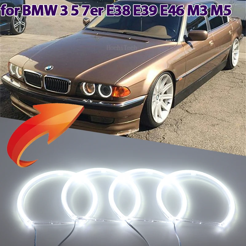 Car-styling White LED  Rings Light For BMW 3 5 7 Series E39 E46 E38 E36 LED SMD Angel Eyes Kit Lamps 131mm 146mm