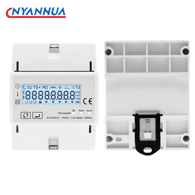 230V 80A Din Rail Single-Phase Modbus Energy Meter Multi-Function Smart RS485 1P2W V A HZ KWH W Phase Angle