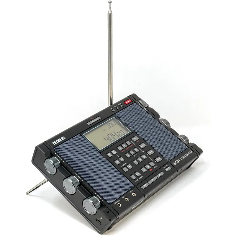 Christmas.H501 راديو Worldband AM/FM ذو الموجات القصيرة ذات الموجات الطويلة مع استقبال SSB ومكبرات صوت مزدوجة ومشغل MP3، أسود غير لامع