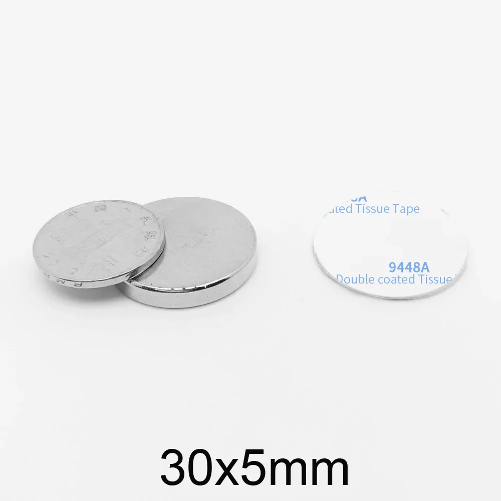 

1/2/5/10/15PCS 30x5mm Disc Rare Earth Neodymium Magnet 30x5 Bulk Round Search Magnet With 3M Double-Sided Adhesive Tape 30*5 mm