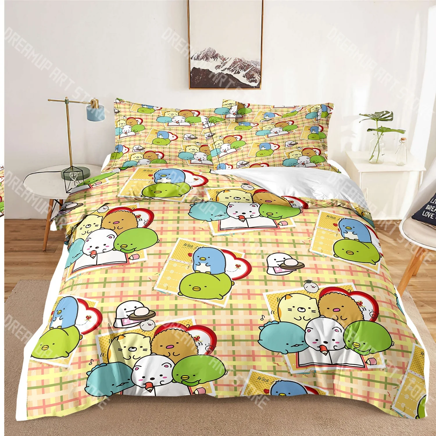 3D Print Sumikko Gurashi Cute Cartoon Bedding Set for Boys Girls Duvet Cover Pillowcase Twin Queen King Full Single Double Sizes