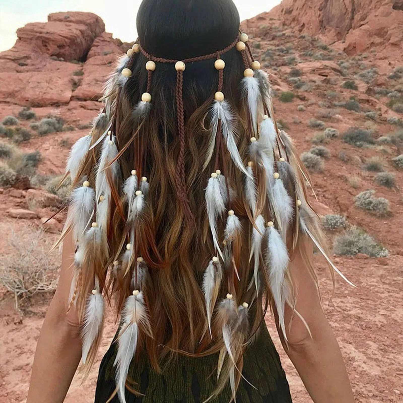 Hair Hat Women Feather Headband Boho Hippie Headdress Headpiece Style Festival Party Hair Pinzas Para El Cabello De Mujer