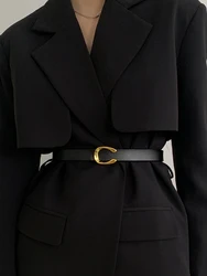 Leather Belt Women 2024 New High-End Black Decoration Simple And Versatile Leather Ins With Jeans Waist Width