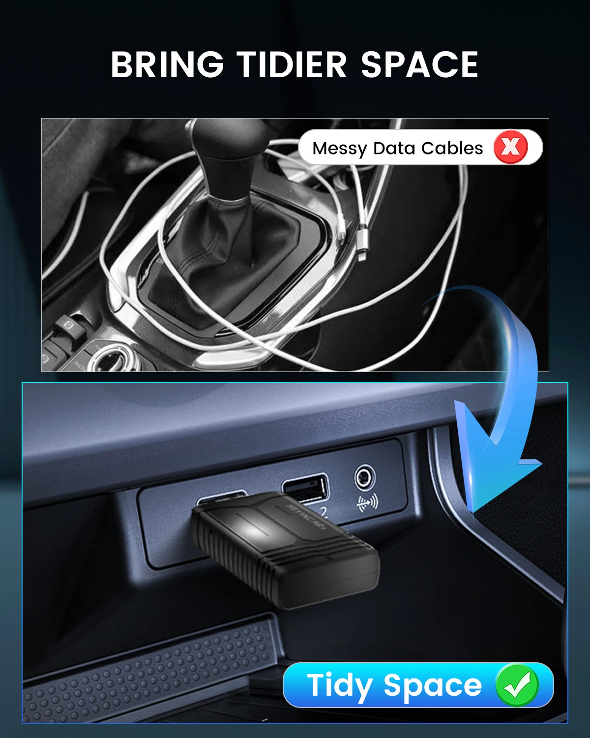 2026 NEW Wireless CarPlay Adapter 2-in-1 Wired to Wireless Dongle for Apple & Android Auto Plug and Play Universal Car Accessory view 6