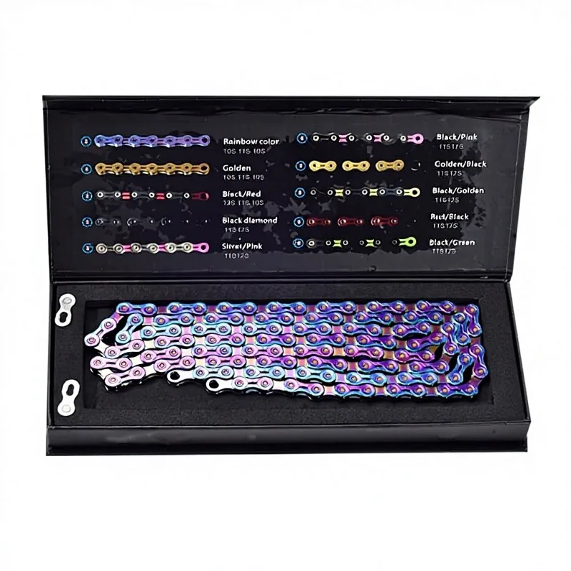 Color gold-plated semi-hollow mountain road bike chain 9-12 speed