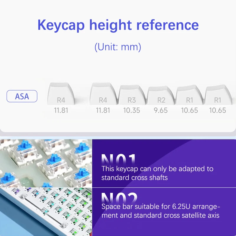 Transparent Blue And White Porcelain Theme Keycaps PBT ASA Profile Gaming Key Caps For Mechanical Keyboard Accessories